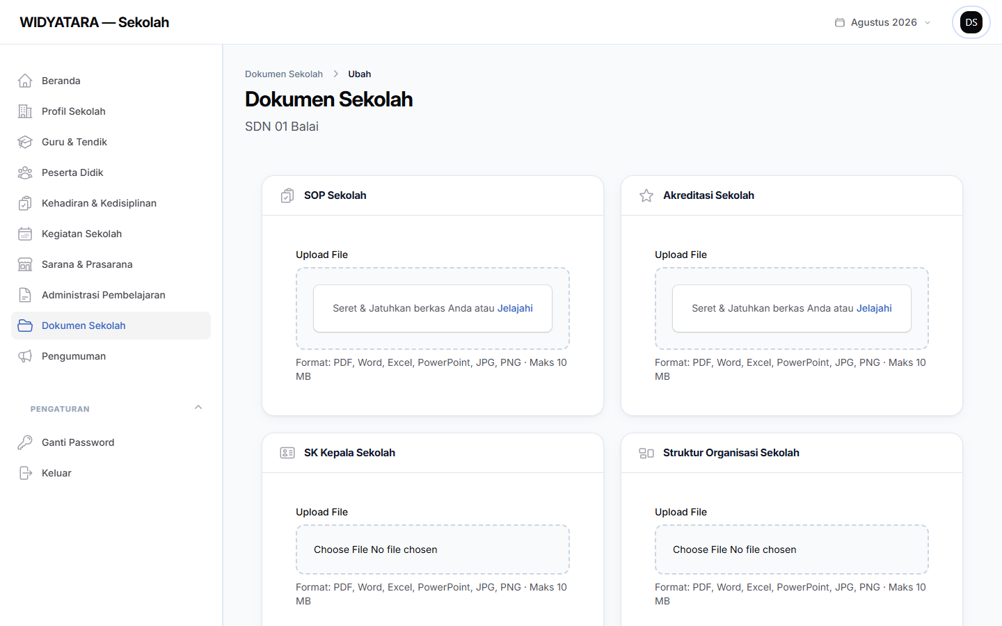Tangkapan layar — Dokumen Sekolah