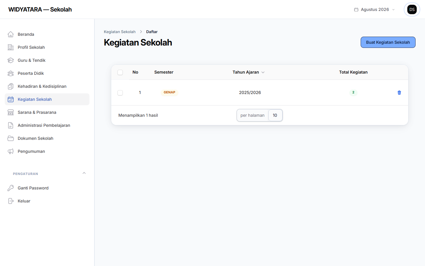 Tangkapan layar — Kegiatan Sekolah